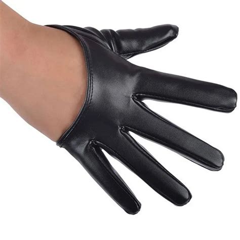 Women Fashion Half Palm Full Finger Pu Leather Wrist Short Gloves