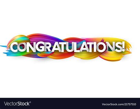 Congratulations Paper Banner With Colorful Brush Vector Image