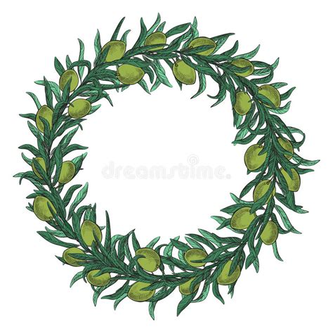 Olive Wreath Is Painted By Hand In Vintage Style Natural Product