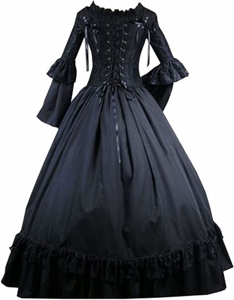 Plus Size Black Victorian Gothic Period Dress Women Vampire Party Ball