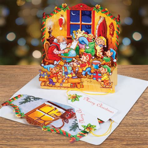 Santa Airplane Pop Up Christmas Card Ornament Graphics3 Inc