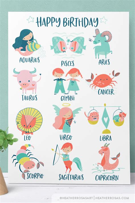 Zodiac Birthday Card Heather Rosas Illustration And Design Zodiac