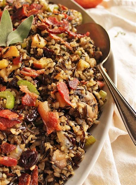 Wild Rice Mushroom Stuffing With Bacon Robust Recipes Bacon