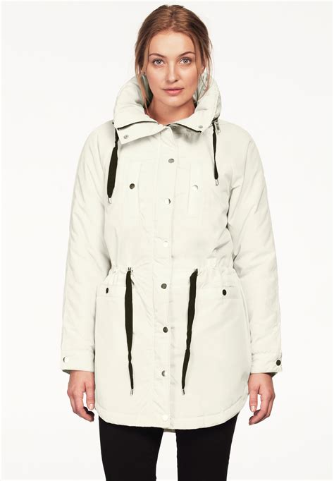 Funnel Neck Snap Anorak By Ellos Plus Size Outerwear Woman Within