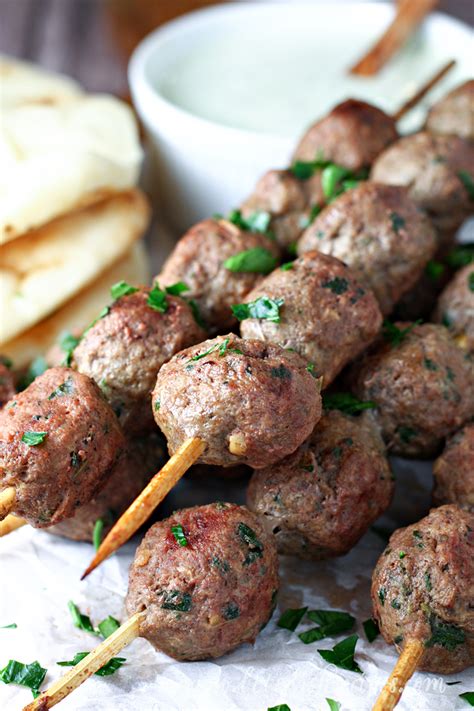 Grilled Beef Meatball Kabobs Let S Dish Recipes