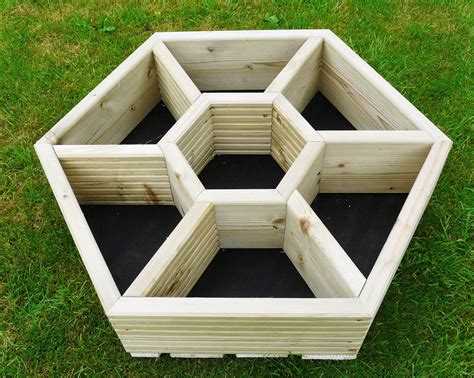 Large Hand Made Wooden Hexagonal Classic Style Patio Planter For Your