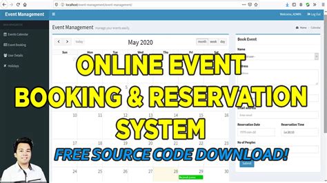 Online Event Booking And Reservation System In Php Mysqli With Free