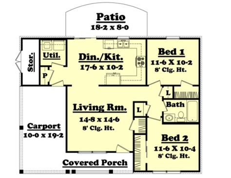 Country Plan 900 Square Feet 2 Bedrooms 1 Bathroom 041 00024