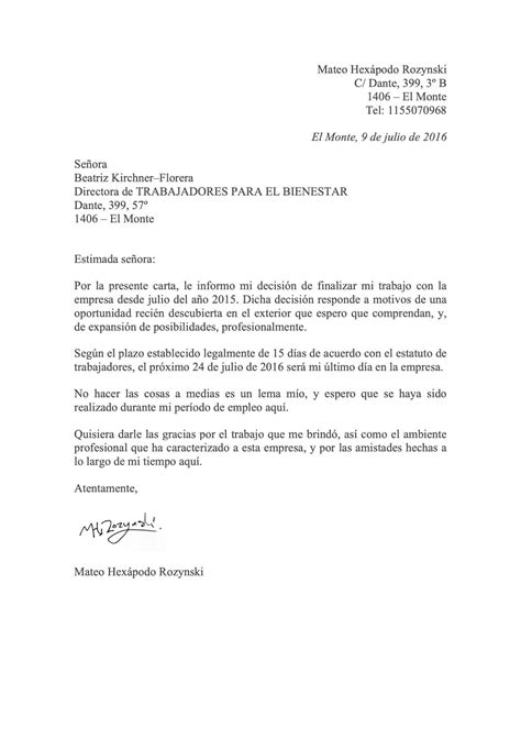 Castellano Carta De Renuncia Advanced Spanish For Bachelor Of Speech