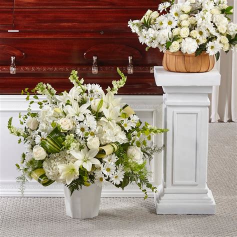 Send Heartfelt Tribute White Floor Basket Arrangement James Cress Florist