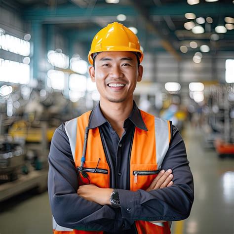 Premium Ai Image Asian Male Engineer In Safety Vest And Hardhat