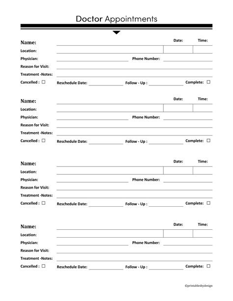 Printable Doctor Visit Form Template Printable Templates