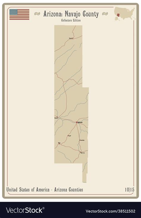 Map Navajo County In Arizona Royalty Free Vector Image