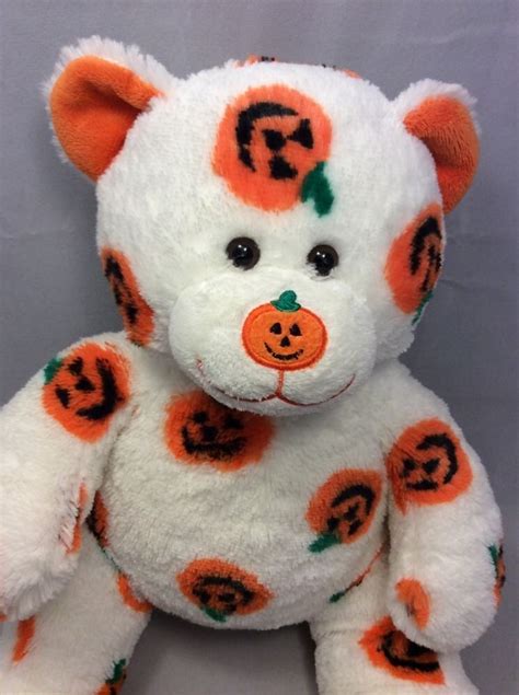 Build A Bear Pawsome Pumpkin Teddy White Orange Halloween Stuffed