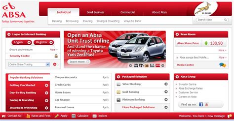 You are about to leave the absa bank zambia plc website. Financial: ABSA internet banking