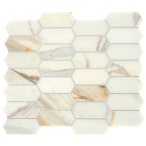 Daltile Marble Elongated Hex Mosaics Calacatta Gold