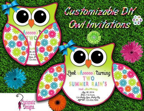 (free printable) downloadable invitations templates for your next awesome party. Free DIY Customizable Owl Invitation Printable Template on ...