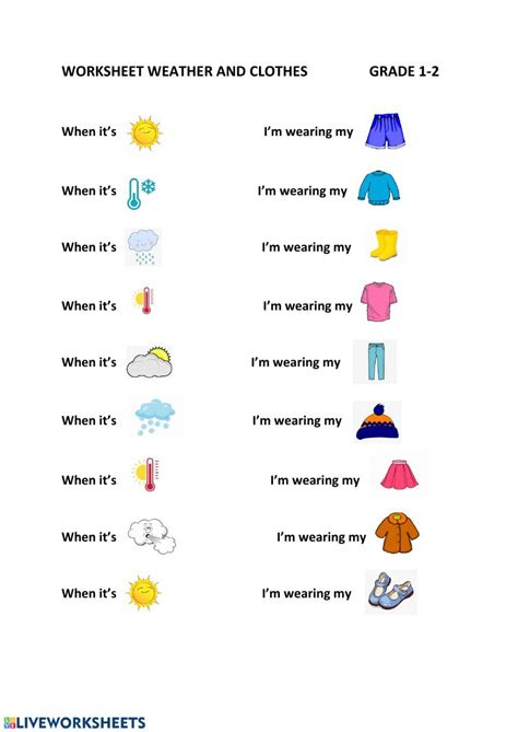 Weather And Clothes Interactive Worksheet Weather Worksheets Weather
