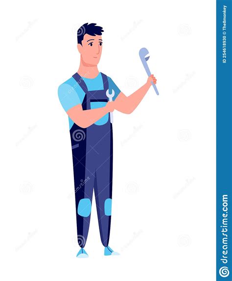 Plumber Professional Plumbing Work Service Cartoon Handymen Repairing