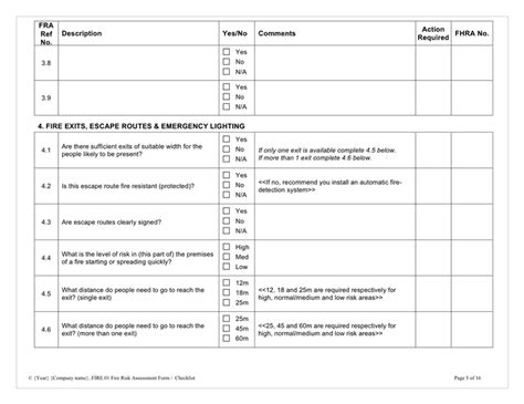 Fire Risk Assessment Checklist In Word And Pdf Formats Page 5 Of 16