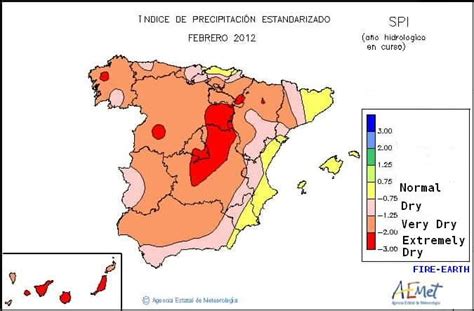Quantitative Map Of Spain Precipitation Levels And Wildfires In Spain