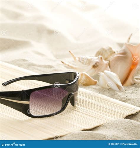 Sunglasses On The Beach Stock Image Image Of Blue Object 9878349
