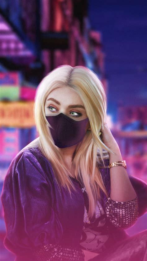 1080x1920 Blonde Girl Green Eyes With Mask 4k Iphone 76s
