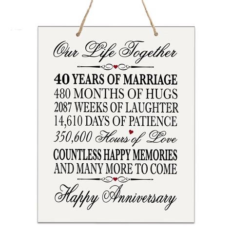 Le Prise Engraved 40th Wedding Anniversary Wooden Wall Décor Wayfair