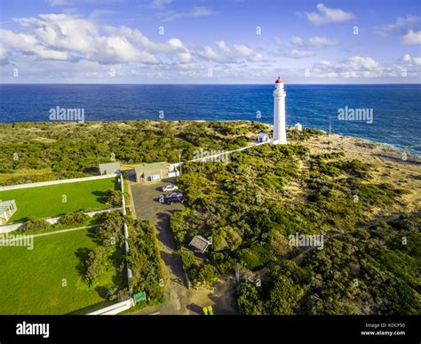 Aerial View Of Cape Nelson Lighthouse Victoria Australia Stock Photo
