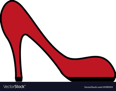 Color Image Cartoon Red High Heels Shoes Vector Image