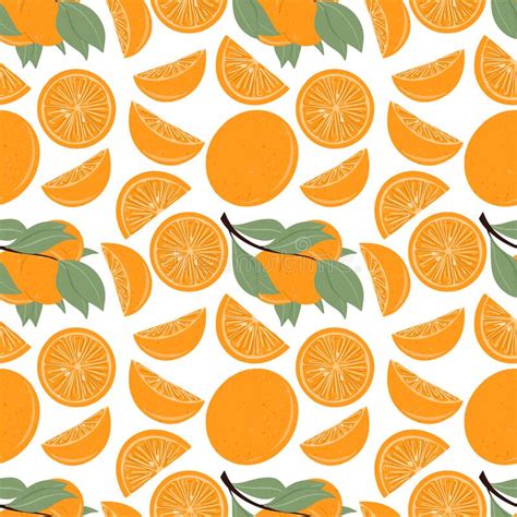 Fresh Textured Orange Seamless Pattern Vector Hand Drawn Illustration