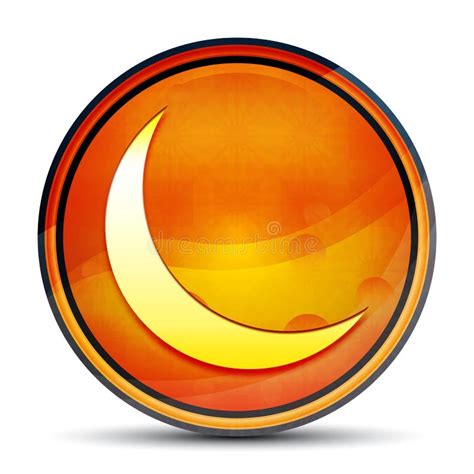 Crescent Half Moon Icon Shiny Bright Orange Round Button Illustration