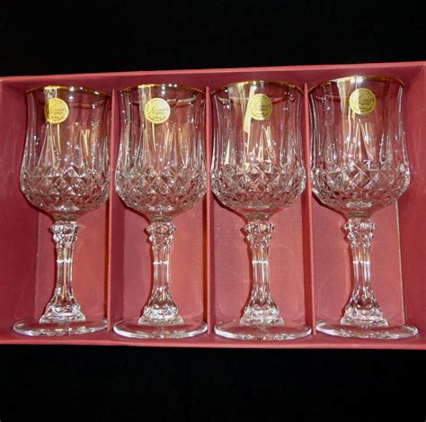 Crystal And Gold Trim Wine Glasses Crystal D Arques Of Etsy