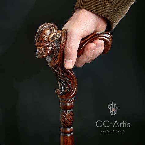 Viking Warrior Wooden Walking Cane Stick Ergonomic Palm Grip Etsy