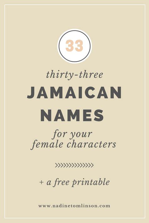 33 Jamaican Names For Your Female Characters A Free Printable