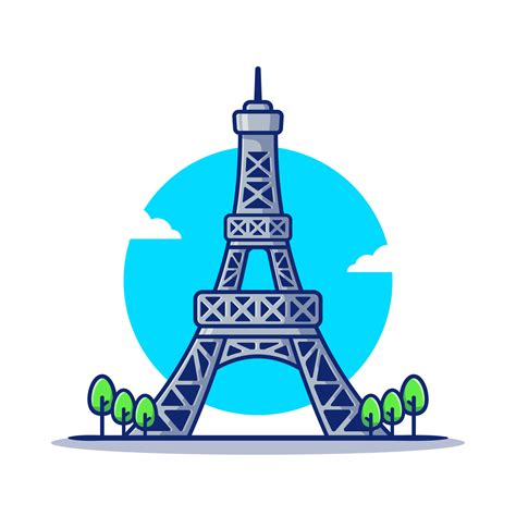 Ilustración De Icono De Vector De Dibujos Animados De Torre Eiffel
