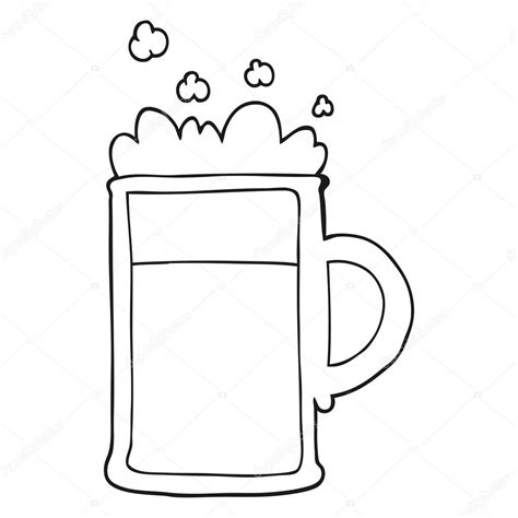 Tankard de desenho animado preto e branco de cerveja — Vetores de Stock