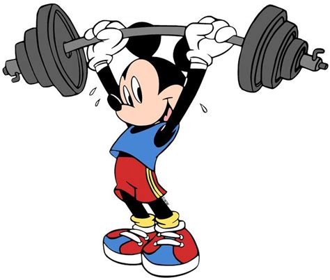 Clip Art Of Mickey Mouse Lifting Weights Disney Mickeymouse Mickey