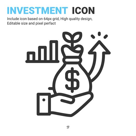 Investment Icon Vector With Outline Style Isolated On White Background