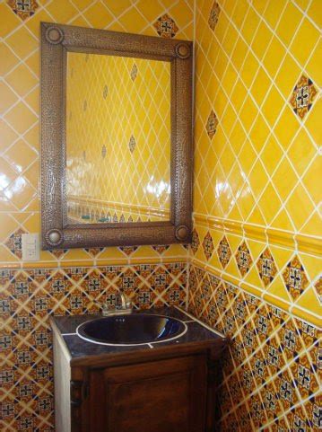 Mexican Tile In Bathroom With Tin Mirror Mexican Home Decor Gallery Mission Accesories Copper