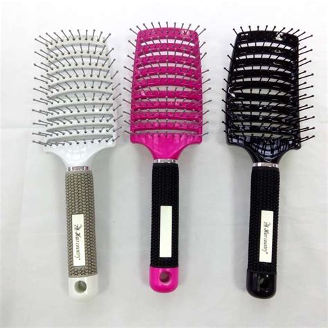 White Hair Styling Brush Comb Nylon Pa66 Bristle Large Curved Vent Hair