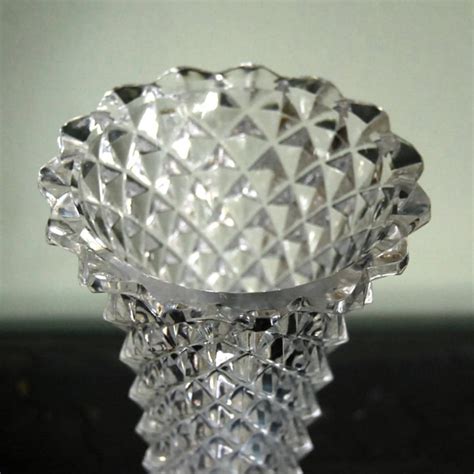 Vintage Cut Crystal Vase By Princess House Diamond Point Etsy