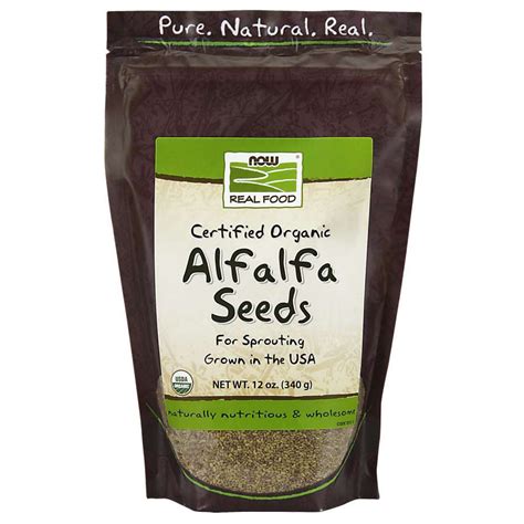 Alfalfa Seeds For Sprouting Certified Organic 12 Oz Now Foods