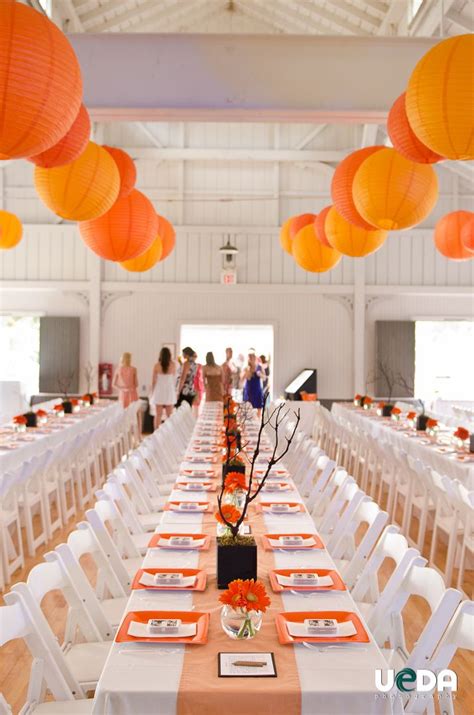 Orange is an frequent guest at fall weddings as it's a very natural color for autumn. Orange and White Wedding Decor- Chinese Lamps wedding ...
