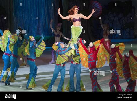 Calgary Canada 18th March 2015 Ariel Of Disneys Little Mermaid Makes Her Way On The Ice In