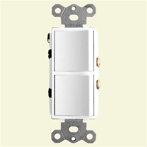 Power to switch box #1, switch box #1 to light, light to switch box #2. 2-Function Rocker Combination Switch in White (120-Volt, 15 AMP(X2))-FSR-500-W7 - The Home Depot