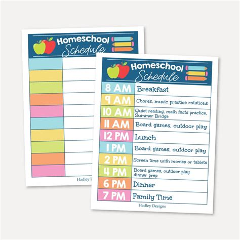 Homeschool Schedule Printable Kids Daily Routine Chart Etsy Canada