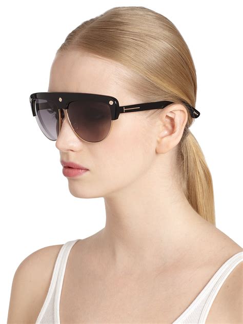 Lyst Tom Ford Liane Shield Aviator Sunglasses In Black