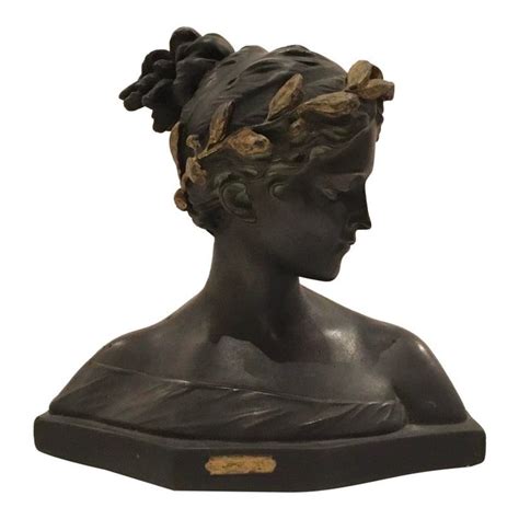 Early 19th Century Classical Antique Black And Gold Plaster Bust Of A