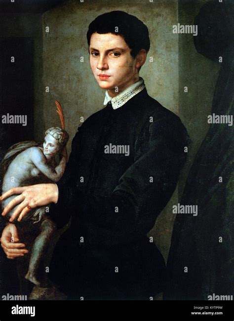 Agnolo Di Cosimo Agnolo Bronzino Portrait Of A Man With A Statuette